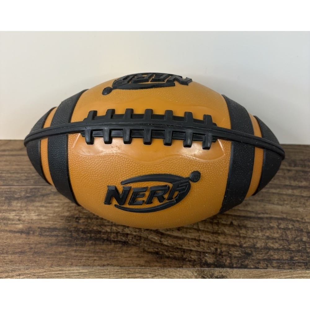 NERF Football All Weather Blitz Hasbro Rubber Grip 9" Orange Brown Foam 2005